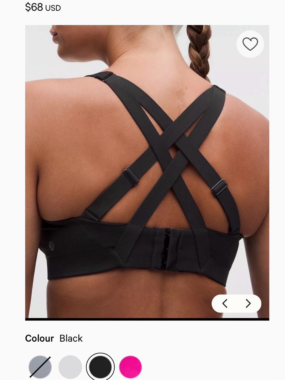 lululemon athletica Black Strappy Cross-Back Sports Bra